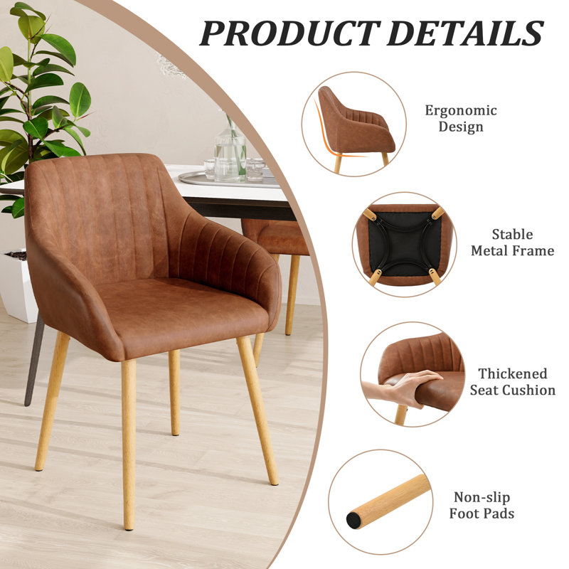 49.5cm H Faux Leather Upholstered  Dining Chair, 4