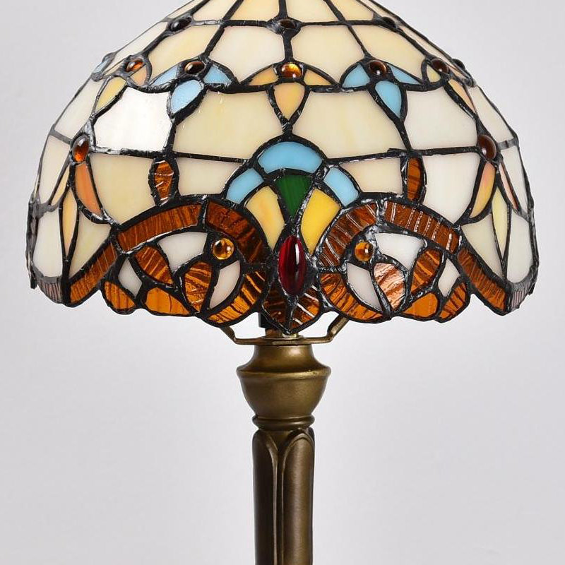 Lampe de table en bronze antique de 14,6 po Steelman avec 1 ampoule DEL, Beige / jaune