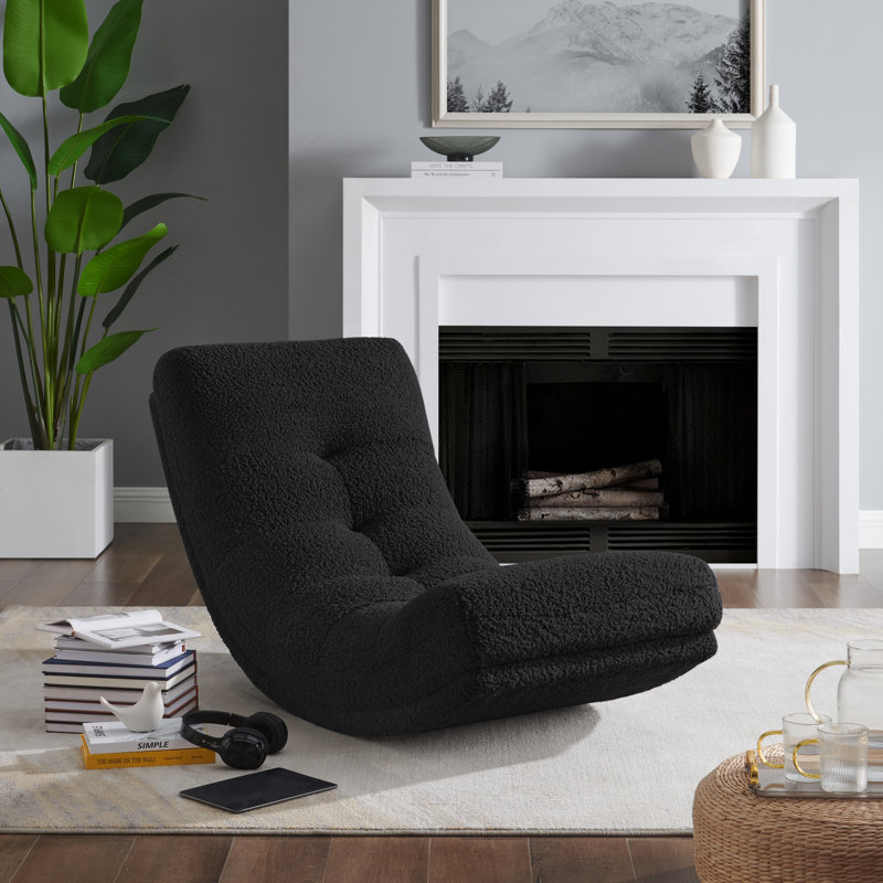 Chaise de jeu berçante rembourrée Loungie Kaleo - Forme ergonomique et siège rembourré, Laine noire