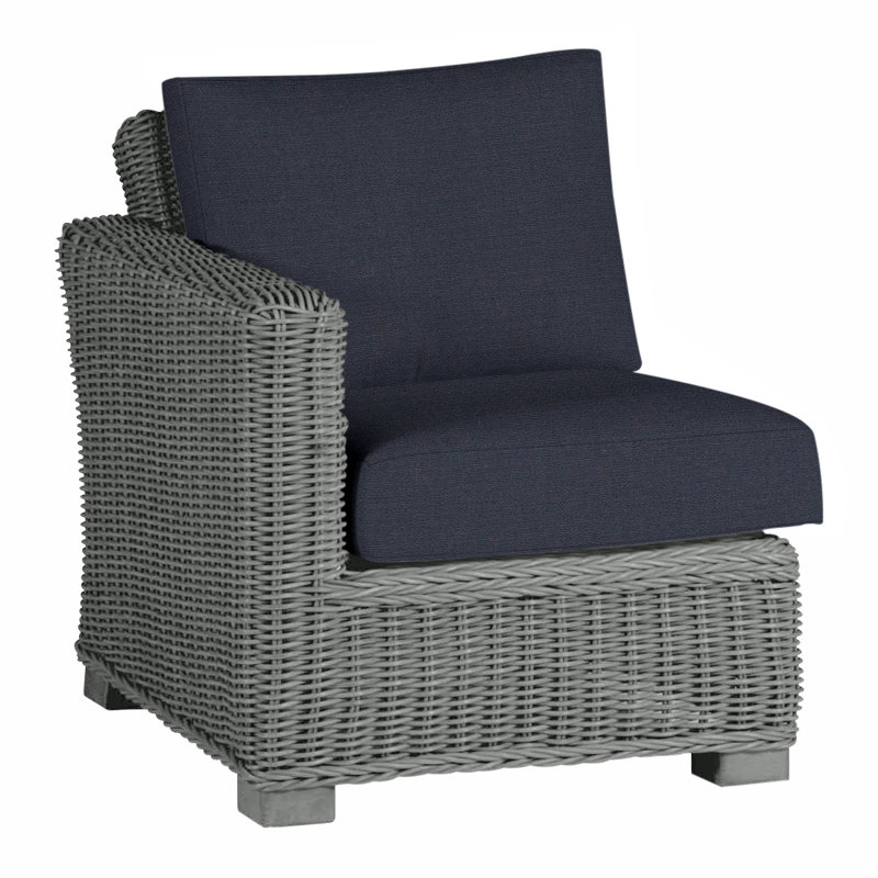 Canapé modulaire rustique tissé à gauche - gris ardoise, Gris ardoise, Pas de soudure, Lin marine