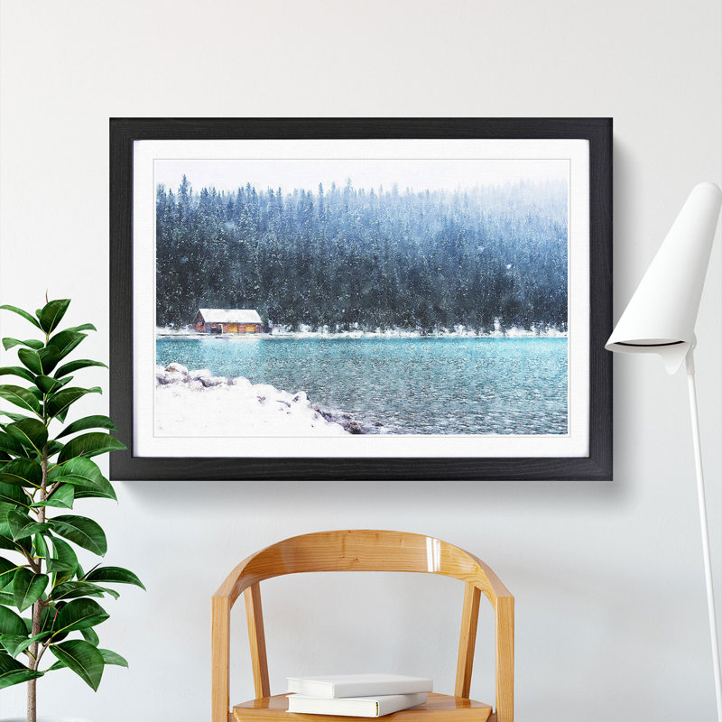 Lake Louise in Banff Canada - Picture Frame Painting Print on MDF, 24cm H x 33cm W x 2cm D, Black Framed