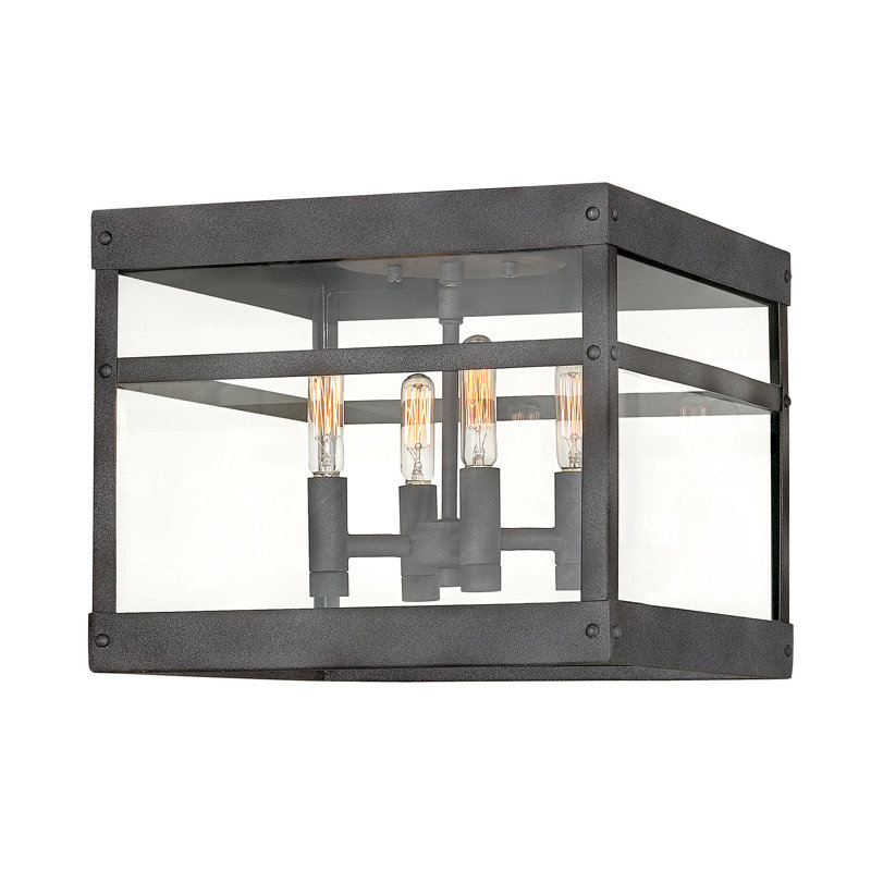 Porter 4-Light Outdoor Flush Mount, Aged Zinc