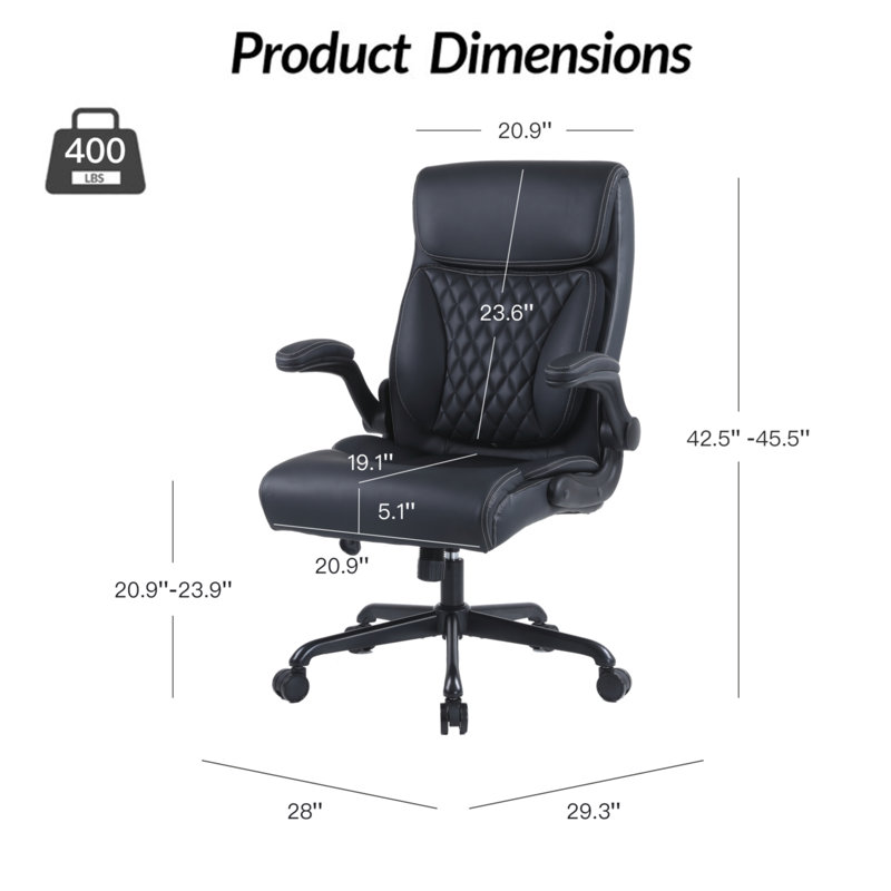 Llambrini Ergonomic Executive Chair  Faux Leather Office Chair with Headrest, Black