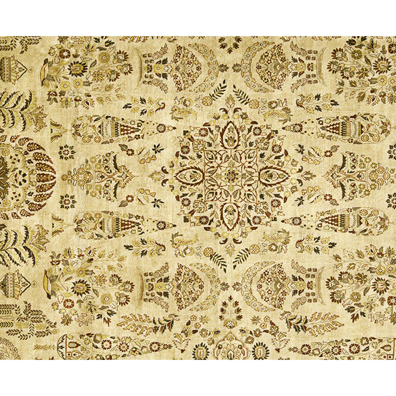 Hand Knotted Wool Area Rug in Gold And Beige