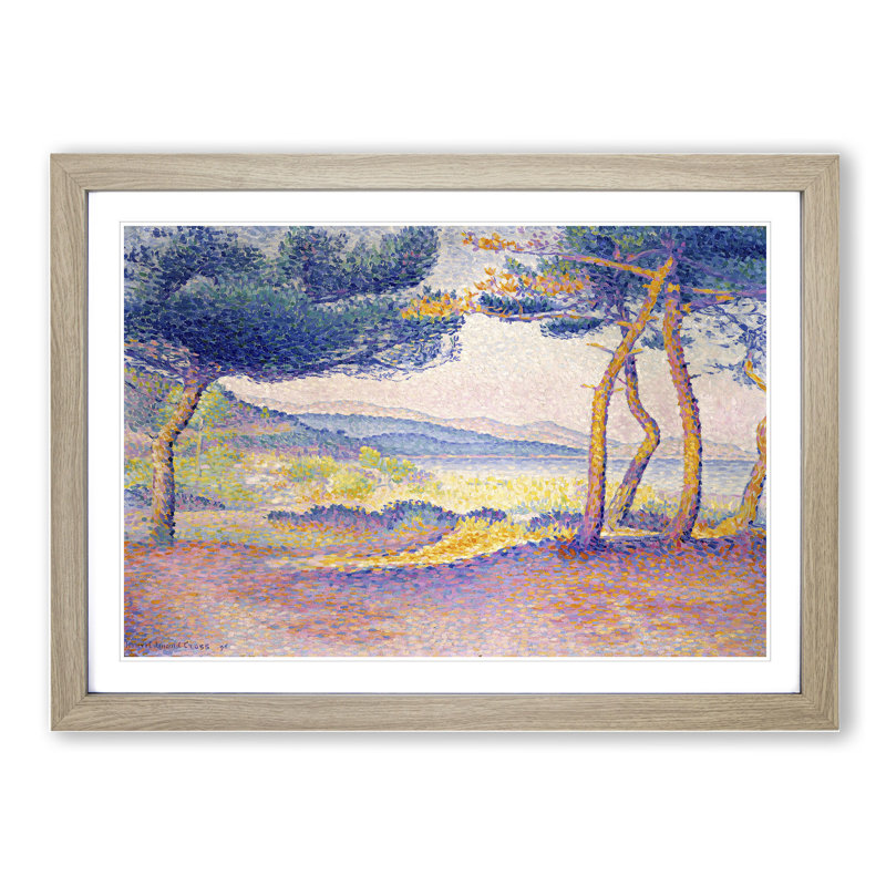 Pines Along the Shore by Henri-Edmond Cross - Framed Print, Oak Framed, 36cm H x 48cm W x 2cm D