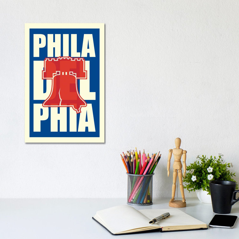 «Philadelphia Typographie Liberty Bell», reproduction d'art textuel sur toile tendue, H 40 po x l 26 po x P 1,5 po