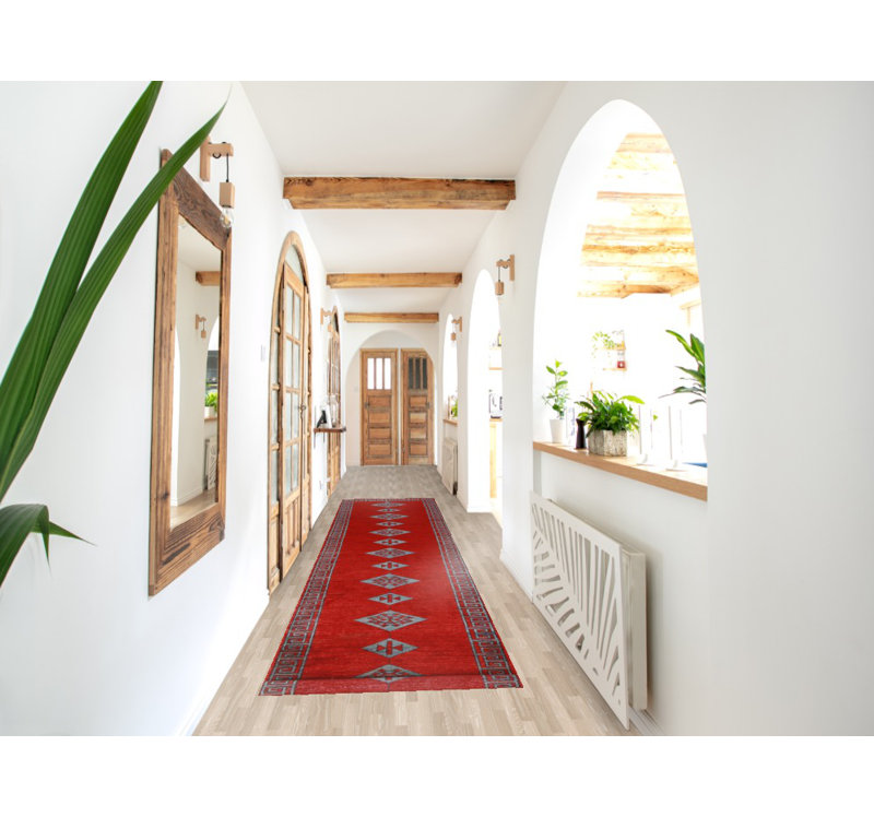 Tapis de couloir rouge Kazak