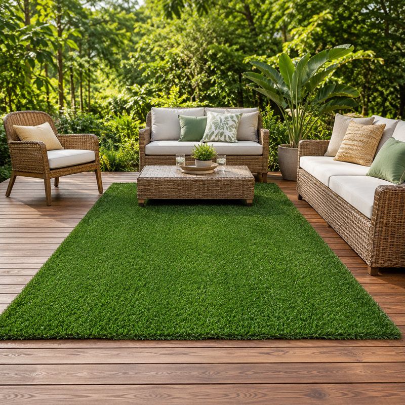 Rouleau de gazon synthétique 120 x 180 cm avec drain pour terrasse, balcon et jardin.