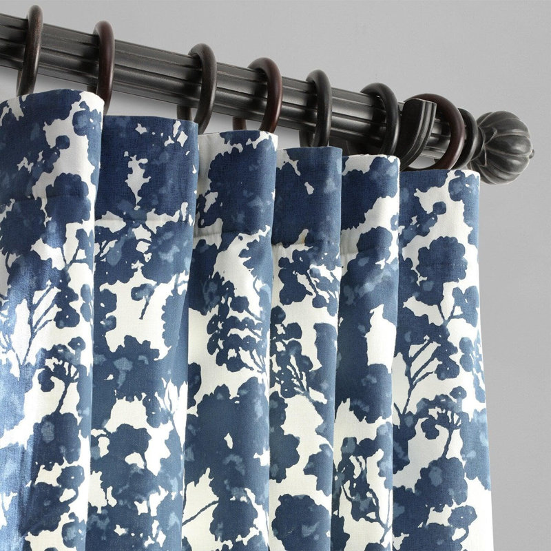 Rideaux obscurcissants en coton Tikal, l 50" x L 84", Fleur Bleu