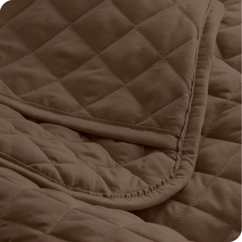 Full/Queen Cocoa Diamond Stitched Microfiber Quilt Set