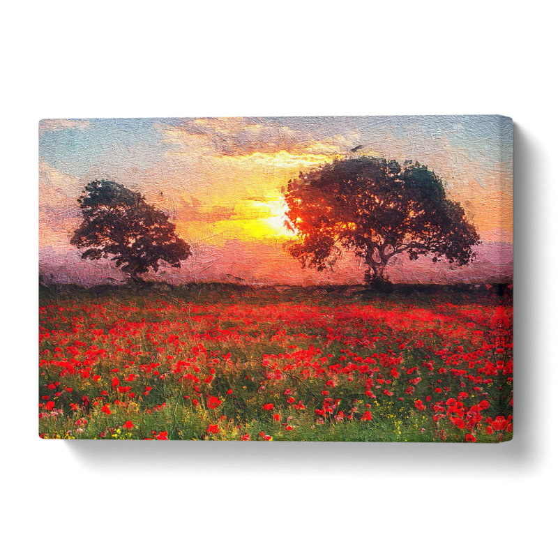 Poppy Meadow - Wrapped Canvas Painting, 35.6 cm H x 50.8 cm W