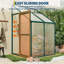Serre de plain-pied 4 x 4 pi pour patio et cour arrière - Panneaux en polycarbonate, porte coulissante, évent de toit réglable-128066365