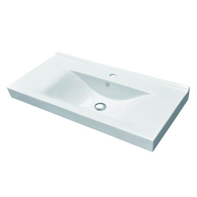 Espace Habitation GBI 18.5'' Glossy White Porcelain Rectangular Bathroom Sink with Overflow
