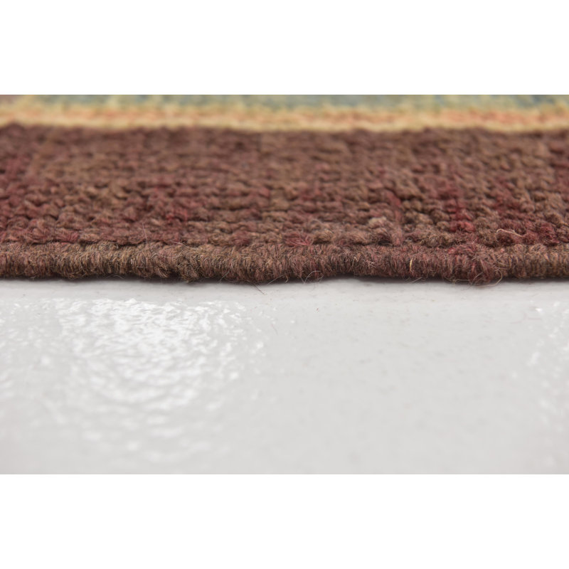 Tapis de surface en laine bleu/brun 10 pi 9 po x 15 pi 2 po one-of-kind-noué la main Mehdi