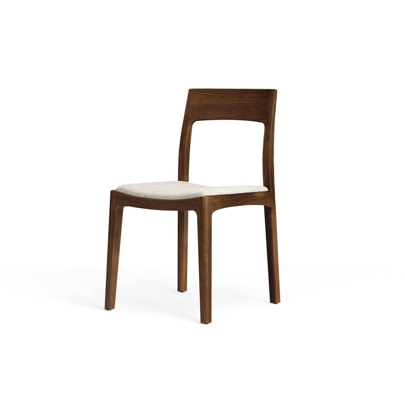 Lisse Upholstered Dining Chair, Natural Walnut, Ebony Leather