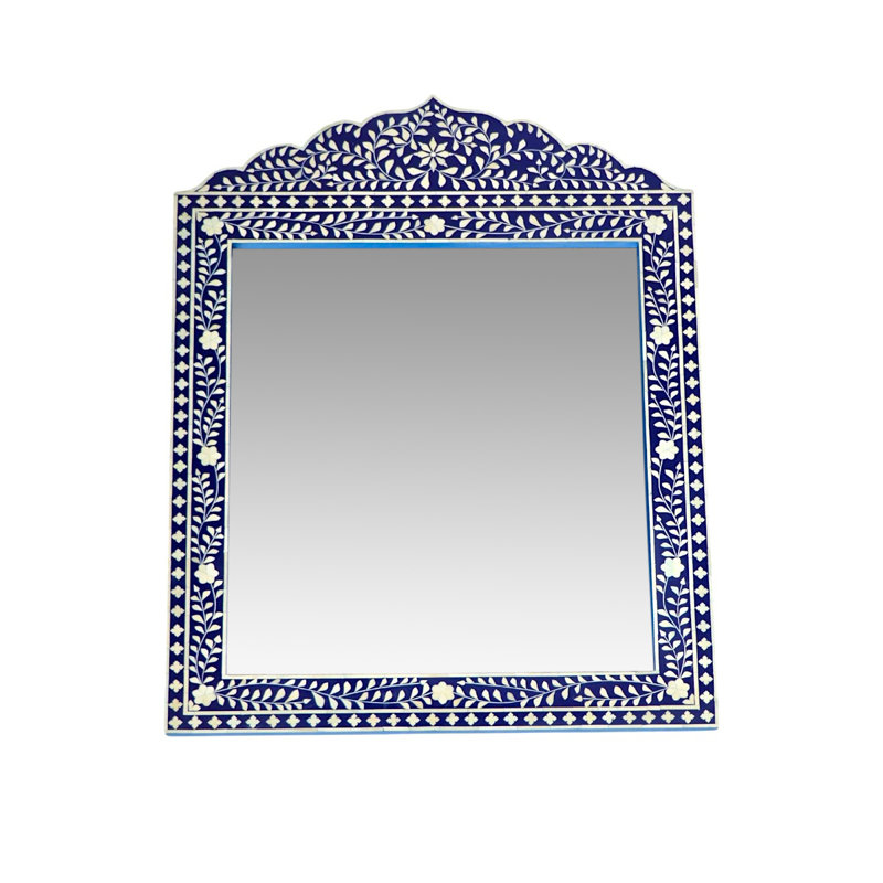 Marrakech Bone Inlay Mirror- Blue, Blue