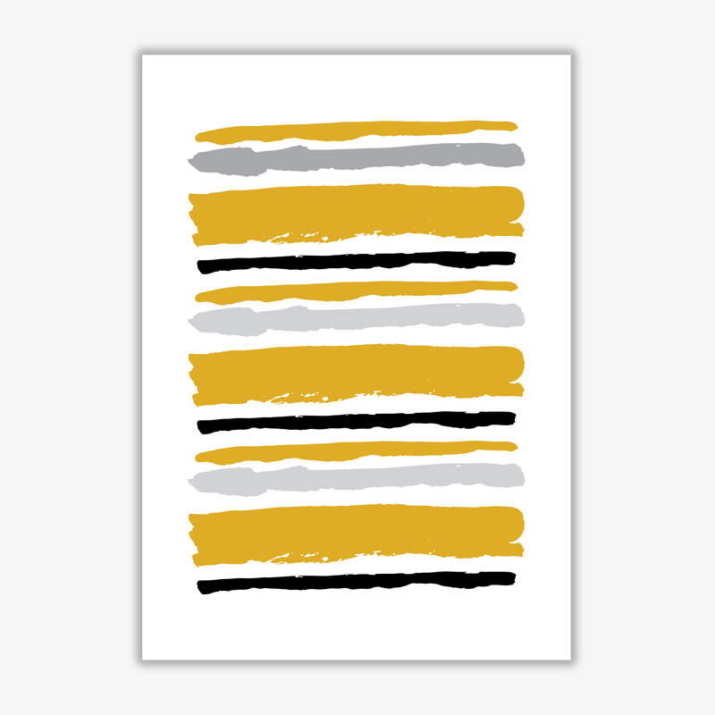 Mustard Contrast Abstract Stripes - Print, 30 cm H x 21 cm W x 1 cm D, No Frame