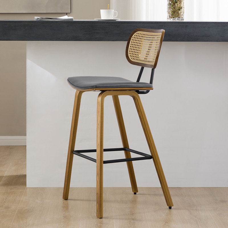 Tabouret de bar 26 po, Similicuir gris, 1, Tabouret de comptoir (siège d'une hauteur de 26 p