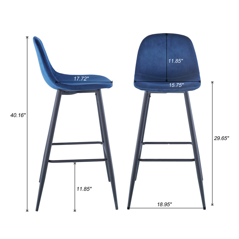 Velvet Bar & Counter Stool, Blue