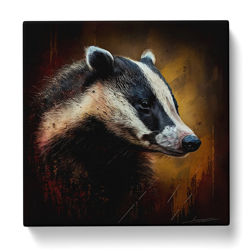 Badger Gestural Art No.3 - No Frame Print, 35cm H x 35cm W x 3cm D