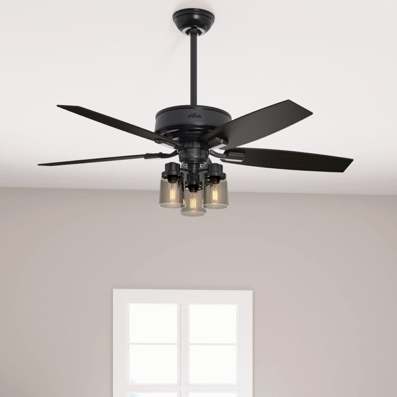 Bennett 52" 5 - Blade Standard Ceiling Fan With Lights, Matte Black