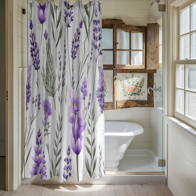 Lavande Petal Designs - Rideau de douche standard 1 pièce, H 74 po x l 35 po