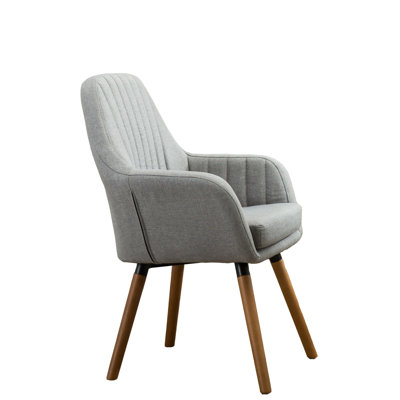 Gray Accent Chair With Cushion And Wood Legs Comfortable Padding Brown