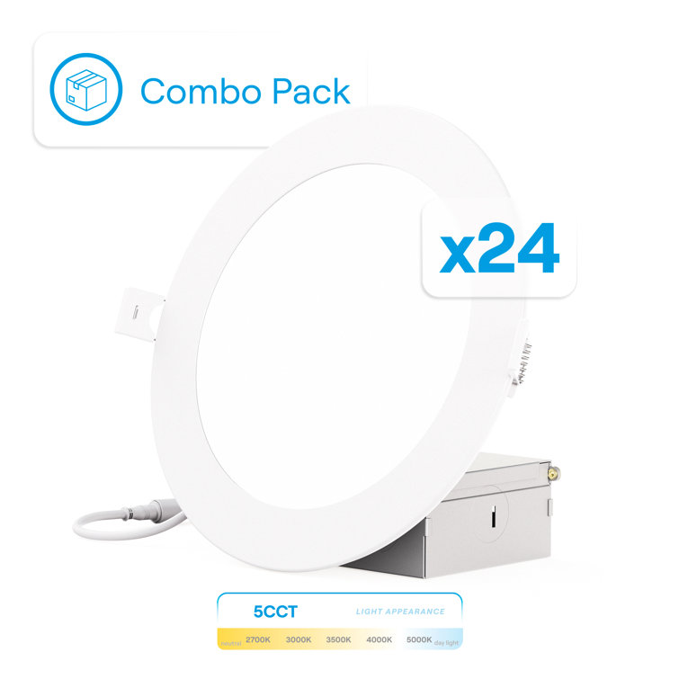 6.3'' Selectable Color Temperature Dimmable Air-Tight IC Rated LED Canless Recessed Lighting Kit