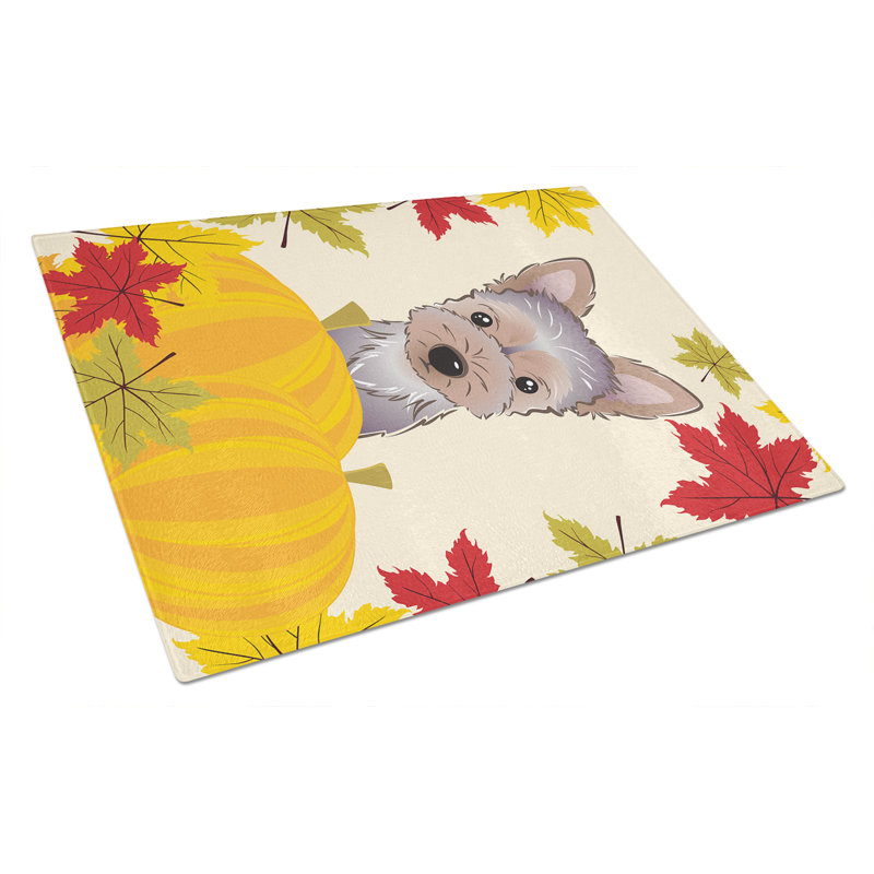 Caroline's Treasures Tempered Glass Thanksgiving Cutting Board, Yorkie Puppy