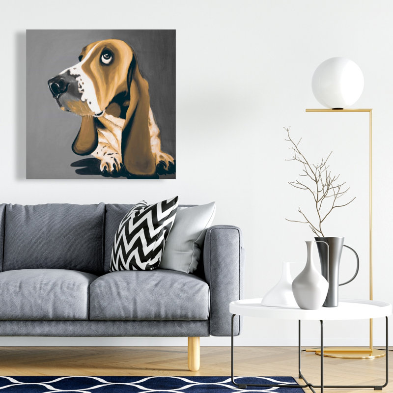 Toile dorée Basset Hound Dog | Décoration murale moderne