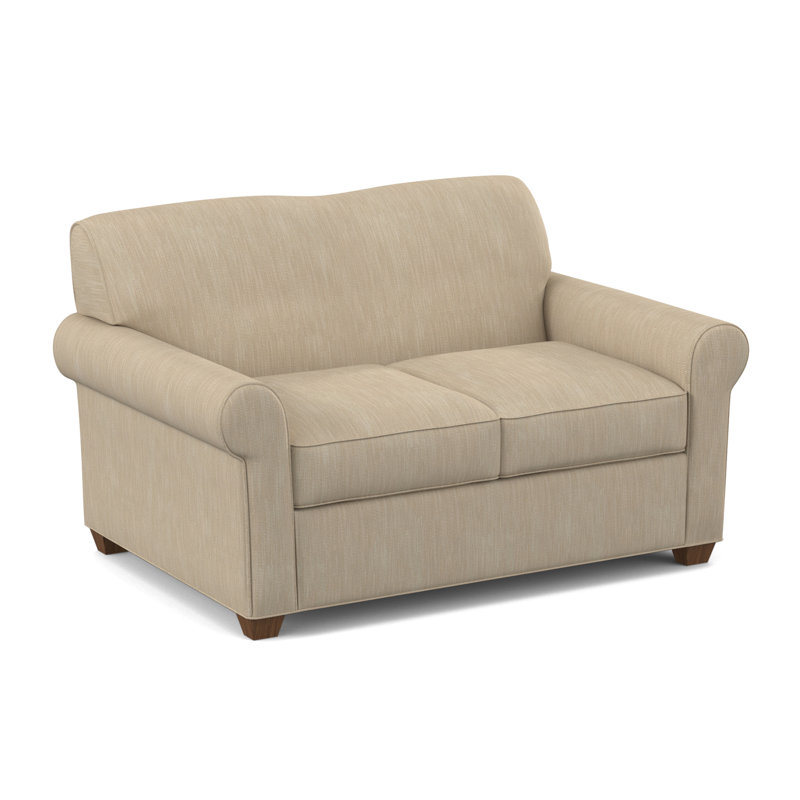 Finn 59" Rolled Arm Loveseat, Ridgecrest Putty, Montana Walnut