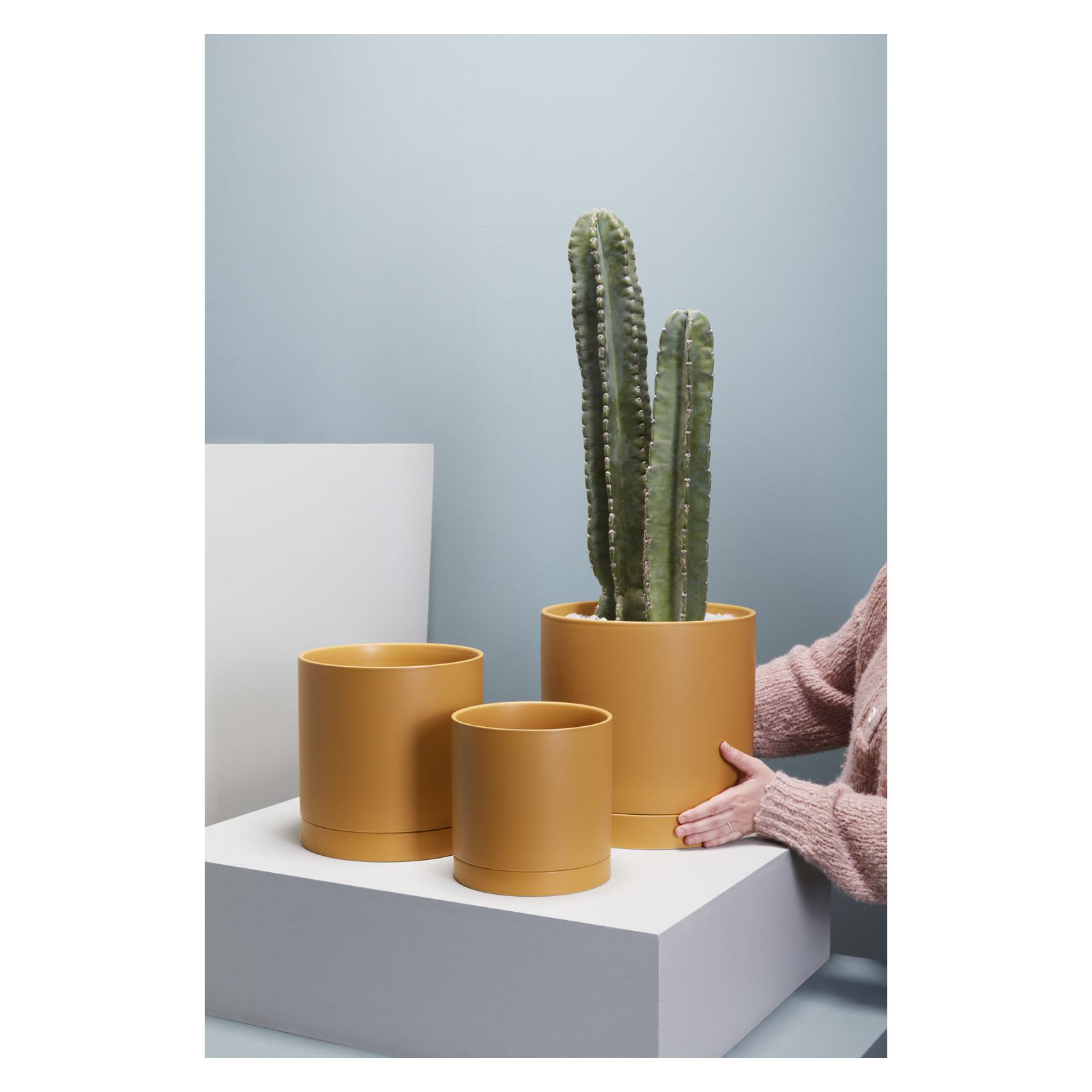 Carlotta Ceramic Pot Planter, 10" H x 10" W x 10" D, Ochre