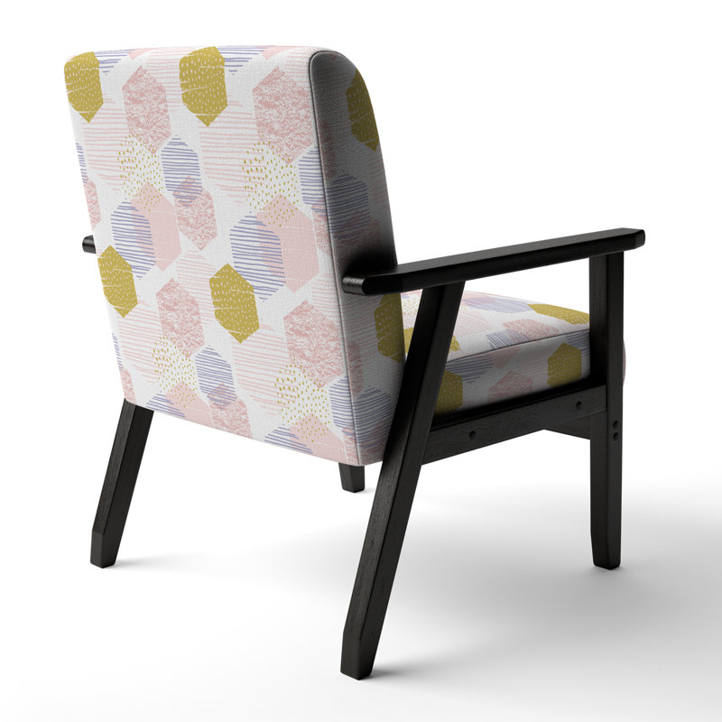 Fauteuil d'appoint rembourré à motif géométrique rose à motif géométrique