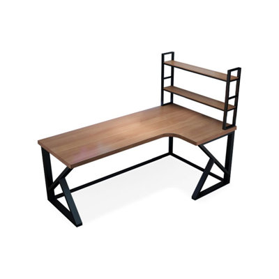 Bureau d'écriture en bois de noyer noir en forme de L