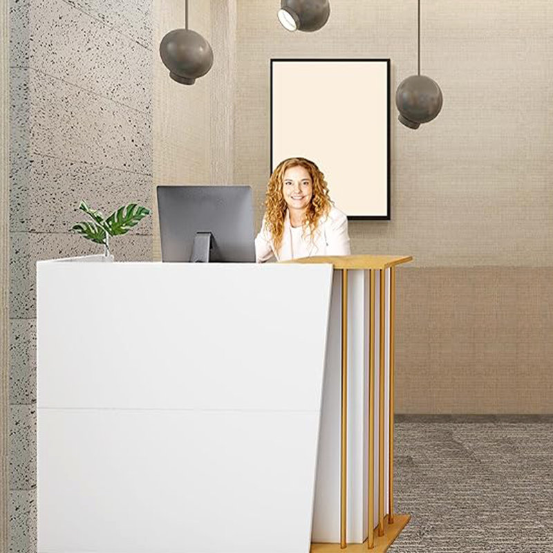 Reception Desk,39 inch Retail Counter with Drawers and Storage Shelves