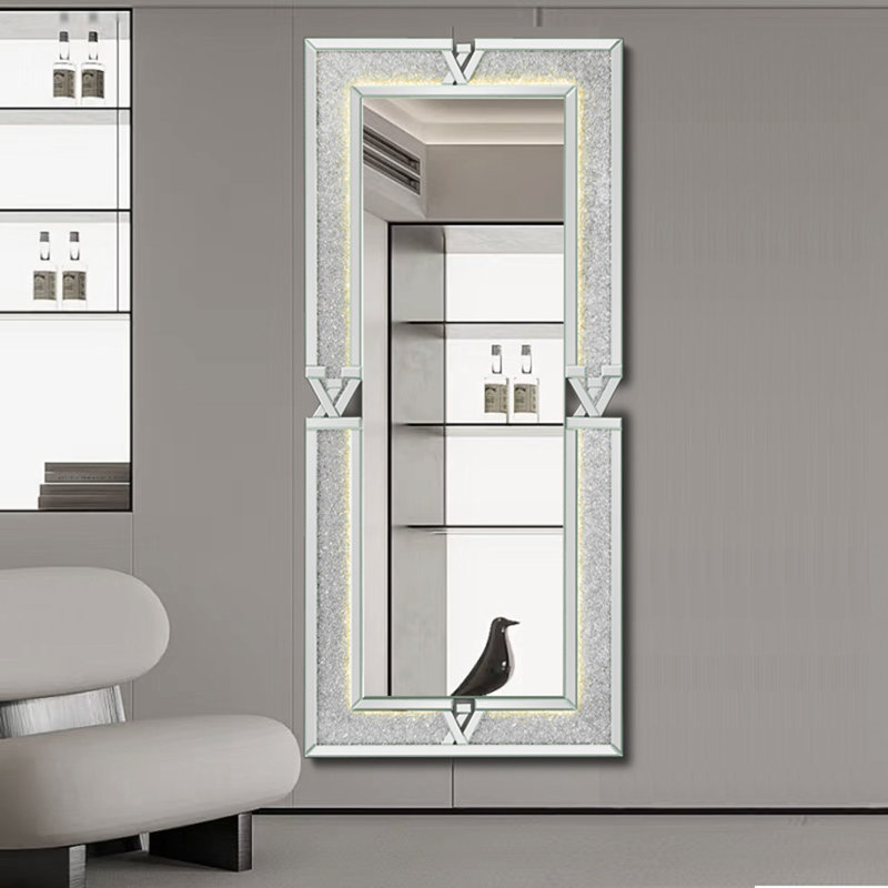 Miroir de plancher rectangulaire 72 po avec lumière à DEL 3 couleurs