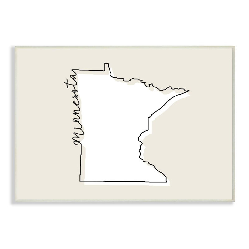 «Minnesota Home State Map Neutral Design», impression sur toile, Plaque murale, H 10 po x l 15 po