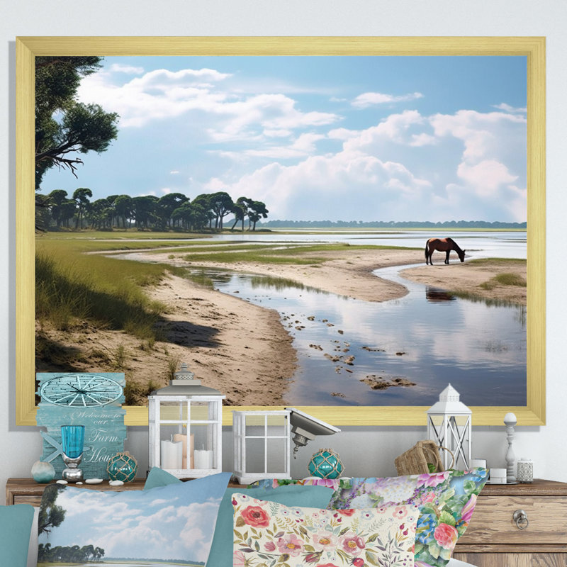 Georgia's Beach Solitude sur toile, H 12 po x l 20 po x P 1 po, Encadrement doré