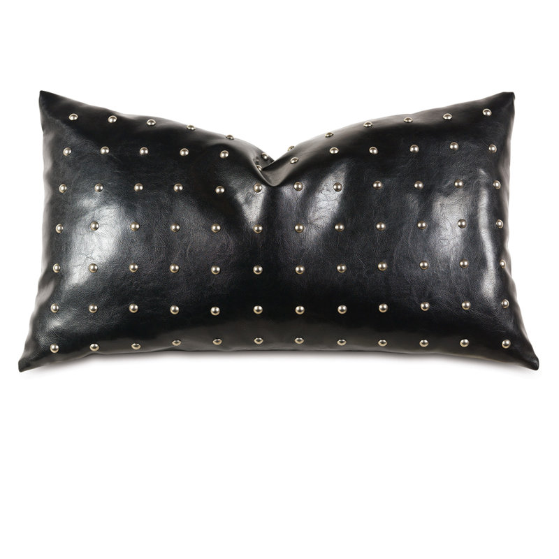 Housse de coussin lombaire en similicuir Liam, Faux duvet