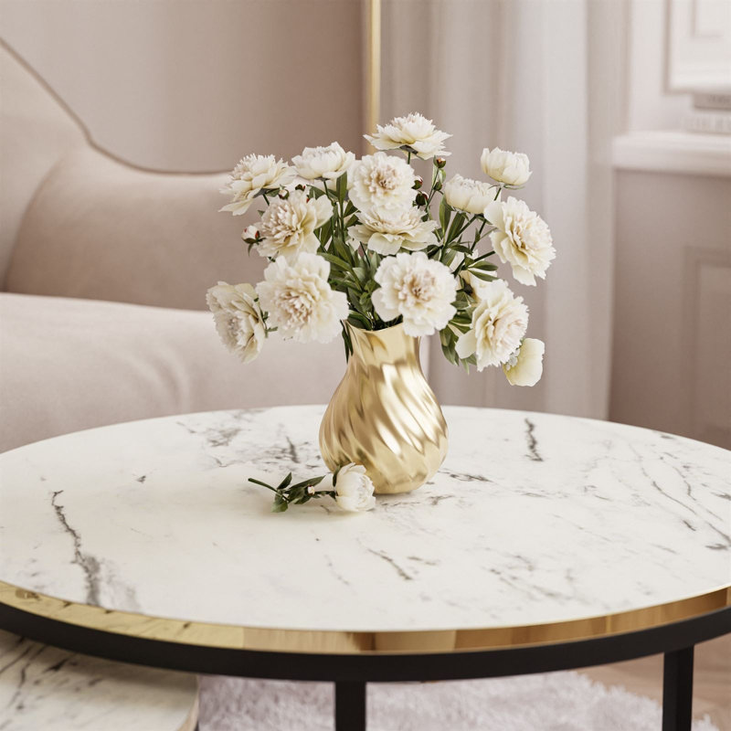 Coffee Table, Black, Carrara Marble