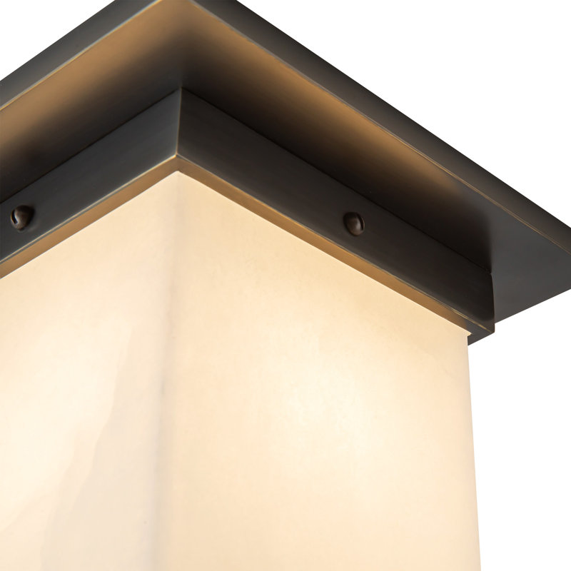 Mineral 8-in Brass Flush Mount, Alabaster, Oil Rubbed Bronze