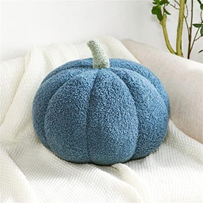 Pumpkin Shaped Throw Pillow Cushion - Plush Floor Pillow Decor For Halloween Party Favors And Home Decoration (13'', Blue)