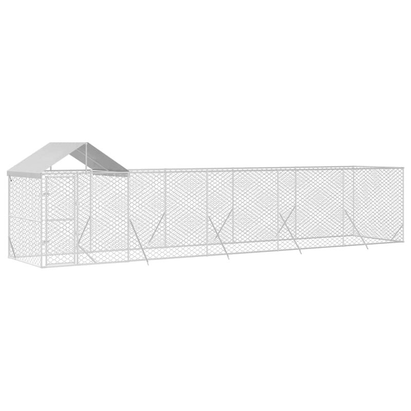 Grand chenil d'extérieur en acier galvanisé pour chien 32,8 x 6,6 x 8,2 pi