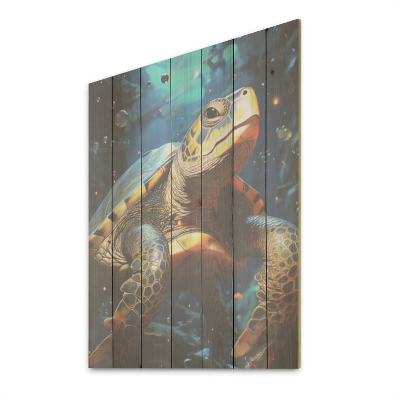 Baroque Elegance I - art mural panneau de bois de tortue sur bois de pin naturel, H 40 po x l 30 po