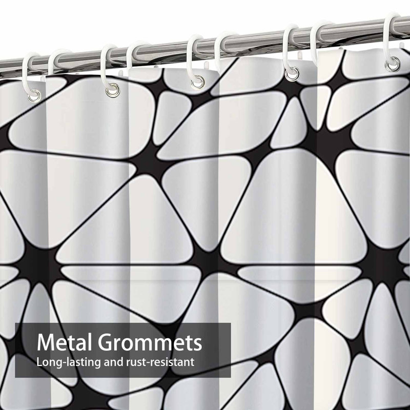 Rideau de douche imperméable à motif abstrait triangulaire avec 12 crochets, L 72 po x l 78 po