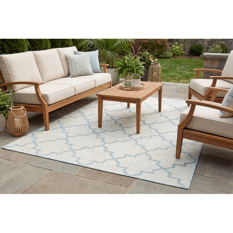Tapis intérieur/extérieur bleu Natoma, Rectangle 6 pi 7 po x 9 pi 6 po