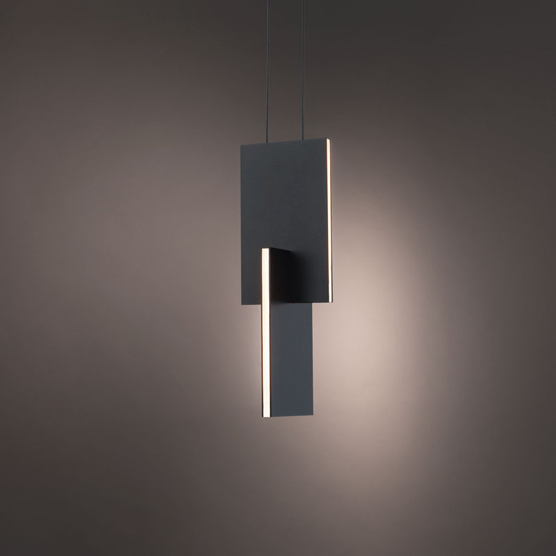 Luminaire suspendu carré / rectangulaire à 1 lumière unique Amari, Noir