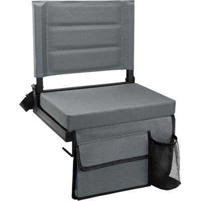 Portable Bleacher Seats with Thick Padded Cushion and Shoulder Strap grey