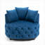 Fauteuil demi-tonneau de salon Mid-Century | Velours | Bleu royal-1446707921