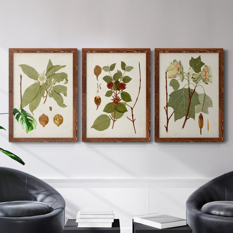 Feuilles antiques I - ensemble de 3 peintures sur toile encadrées, H 31,5 po x l 47 po x P 1,5 po, Érable